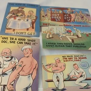 Vtg Military Postcards Set Of 5